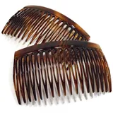 2 x Einsteckkamm ca. 8 x 4,6 cm havanna-braun Spaltzahn Steckkamm made in France (518H)