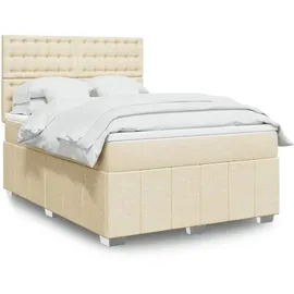 vidaXL Boxspringbett mit Matratze Creme 160x200 cm Stoff - Creme