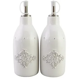 neuetischkultur Öl- und Essigspender Keramik weiß 2er-Set Bessie