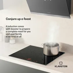 Klarstein NanoGlow Induktionskochfeld | 4 Kochfelder | Flexzonen | Booster | Nanobeschichtung Schwarz