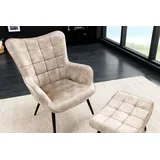 Riess-Ambiente Sessel SCANDINAVIA - modern champagner beige Samt schwarze Metallbeine mit Armlehne