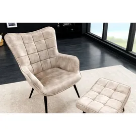 Riess-Ambiente Sessel SCANDINAVIA - modern champagner beige Samt schwarze Metallbeine mit Armlehne