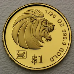 Goldmünze 1/20oz Lion (Singapur)