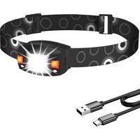 BORUIT G7 Stirnlampe LED Wiederaufladbar, Rotlichtlampe USB Sensor Aufladbar Kopflampe IPX6 Wasserdichte mit 5 Modi Stirnlampen für Camping, Laufen, Angeln, Joggen