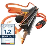 aZengear Bushcraft Flint Steel Pro Feuerstahl Feuerstarter, ⌀13mm XXL Ferro Rod, HSS Striker, Tinder, Paracord, wasserdichtes Outdoor-Survival-Set, Feuerstein Firesteel für Camping