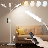 Nulmvic Stehlampe LED Dimmbar Weiß - 18W mit 4 Farben Stufenlosem Dimmen - 1H Timer Stehlampe Modern mit Fernbedienung und Touch Steuerung - Leselampe Stehlampe für Wohnzimmer Schlafzimmer Büro