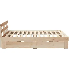 vidaXL Bettrahmen mit Kopfteil Braun 140 x 200 cm Massives Kiefernholz 3382274