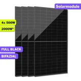 4x 500W Jolywood Glas-Glas Photovoltaik Solarpanel Solarmodul bifazial FullBlack