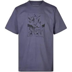 T-Shirt CLEPTOMANICX "Classic Tee Birds of Prey", Herren, Gr. M, blau, 100% Baumwolle, Kurzarm, Shirts, mit lockerem Schnitt