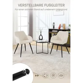Woltu Esszimmerstuhl Samt cremeweiß 4er Set