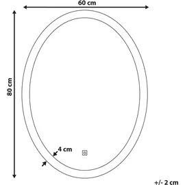 Beliani Beliani, Spiegel, Viriat 60 cm mit Led Beleuchtung Rechteckig Antibeschlagsystem Touch Sensor Modern