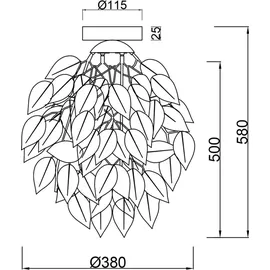 meineWunschleuchte Ausgefallene LED Deckenleuchte Blätter Lampenschirm in Schwarz Gold, Wohnzimmer