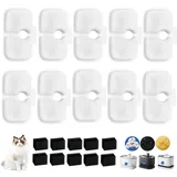 LINTRA Katzenbrunnen Filter, 10 Stück Katzen Trinkbrunnen Filter, Katzenbrunnenfilterersatz mit 10 Schwarzen Schwämmen, Aktivkohle-Absorption, für Petlibro Katzenbrunnen