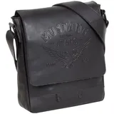 Mustang Umhängetasche "Valencia", Damen, Gr. B/H/T: 21cm x 25cm x 7cm, schwarz, Leder, Taschen Umhängetasche, mit Reißverschluss-Rückfach