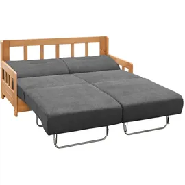 Livetastic Schlafsofa Anthrazit, Braun , Holz, Textil , Kiefer , vollmassiv , 154x88x90 cm Made in EU, einzeln ausziehbar Kinder- , Jugendzimmer, Jugendmöbel, Jugendsofas