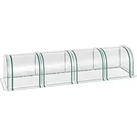 Outsunny Gewächshaus mit Tür Frühbeet Pflanzenaufzucht Pflanzenhaus Folie Stahl PVC Transparent 395 x 100 x 80 cm