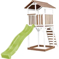 Axi Beach Tower Spielturm Braun/Weiß. Rutsche Gelb & Sandkasten