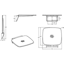 Villeroy & Boch ViCare Duschklappsitz Klappsitz 355x105 mm weiß