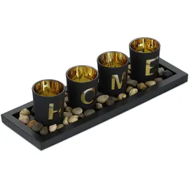 Relaxdays Teelichthalter Home Glas Schwarz