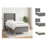 vidaXL Boxspringbett mit Matratze Dunkelgrau 90x190 cm Stoff