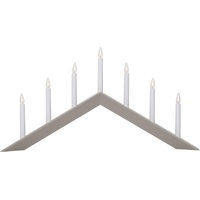 Star Fensterleuchter Arrow von Star Trading, Kerzenständer mit 7 Glühbirnen E10 warmweiß, Weihnachtsdeko aus Holz in Beige, Kabelschalter, Länge: 69 cm