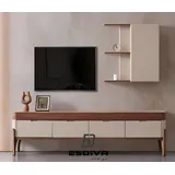 JVmoebel Designer TV-Lowboard 52 cm X 61 cm Beige/Braun Holz