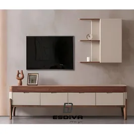 JVmoebel Designer TV-Lowboard 52 cm X 61 cm Beige/Braun Holz
