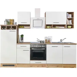 Respekta Küchenzeile Hilde 280 cm E-Geräte weiß/wildeiche nachbildung