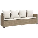 vidaXL Sonnenliege mit Kissen Beige Poly Rattan