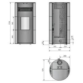 Justus Norta Pelletofen Seidenweiß 8 kW