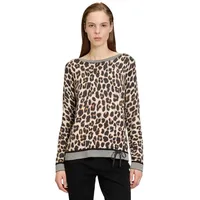 Betty Barclay Damen Strickpullover mit Tunnelzug Beige/Grau,38 - 38