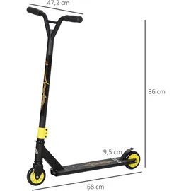 Homcom Stunt Scooter, Stuntscooter mit ABEC 9 Kugellagern, Kickscooter mit 100 mm Kunstleder Räder - Gold
