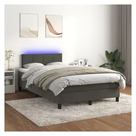 vidaXL Boxspringbett mit Matratze & LED Dunkelgrau 120x200 cm Samt