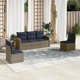 vidaXL 5-teiliges Gartensofa-Set Loungeset grau