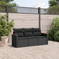 Festnight Balkon Sofa mit Stauraum Rattan Sofa Gartensofa 3 Sitzer Lounge Sofa Outdoor Rattansofa Sitzecke Balkon Lounge Klein Couch Gartenlounge Polyrattan Balkonmöbel Gartenmöbel