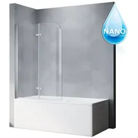 SONNI Badewannenfaltwand Badewannenaufsatz Faltwand 2-teilig 1000 x 1300 mm, NANO Glas Duschwand ESG