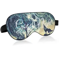 Moon Night Wolf Schlafmaske für Männer und Frauen, Verdunkelungs-Augenabdeckung, weiche, leichte und bequeme Augenmaske mit verstellbarem Klettverschluss, blockiert Licht für Reisen, Schlaf, Yo