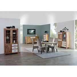 GUTMANN FACTORY Kommode GUTMANN FACTORY "Vienna", beige (natur, weiß), B:46cm H:120cm T:43cm, Massivholz, Sideboards, mit 5 Schubladen, Breite 46 cm