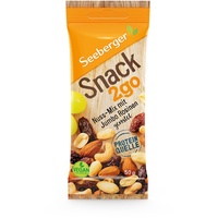 Seeberger Snack2go Nuss-Mix mit Jumbo Rosinen 12er Pack: Geröstete Nussmischung mit Mandeln, Cashews, Erdnüssen und Weinbeeren - als Snack für unterwegs, vegan (12 x 50 g)