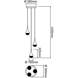 Brilliant Frizzante 3-flg. 5W LED 40 cm chrom