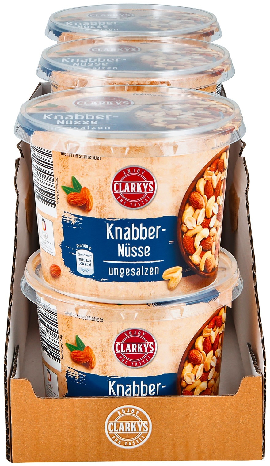 Clarkys Knabber-Nüsse ungesalzen 275 g, 6er Pack