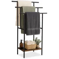 Relaxdays Handtuchständer, Ablage, 3 Stangen, HBT: 100 x 68