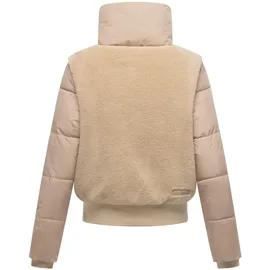 Navahoo Damen, Teddy-Fleecejacke warme Winterjacke mit hohem Kragen Teddyzone 14 beige, Gr. XL - XL
