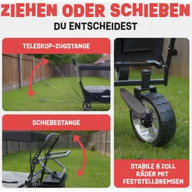 onbest Bollerwagen faltbar mit Dach schwarz/Kühltasche