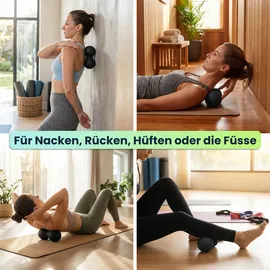 casativo Faszienmassageball Duo (8 cm, schwarz): Punktuelle Massage für Nacken, Rücken & mehr. Einfache Anwendung für effektive Entspannung