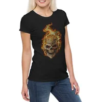 Urban Backwoods Print-Shirt Burning Skull II Damen T-Shirt Brennender Schädel Dead Totenschädel (1-tlg) Totenkopf Tattoo Art Rockabilly schwarz XL