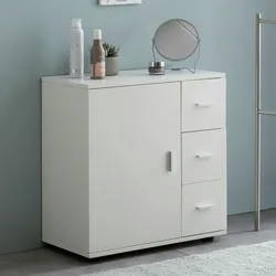 Kadima Design Badezimmerschrank, zeitloses Design, großer Stauraum, matt weiß. 60x33x66 cm