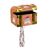 Boland 30935 - Pinata Schatztruhe, 30 x 26 x 23 cm, Braun-Gold, Karton, Schlag-Pinata, Kinder-Geburtstag, Mottoparty, Feier, Deko, Süßigkeiten, Geschenke