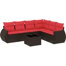 vidaXL Gartensofa-Set mit Kissen, braun, Polyrattan