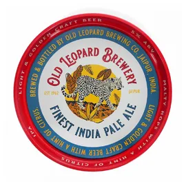 Rex London Rundes Serviertablett Retro Motiv Alte Leopardenbrauerei Ø31cm Metall